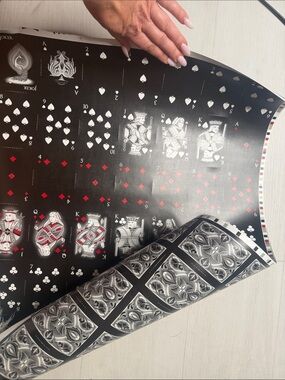 Black Playing Card Poster with Red & White Accents Double Sided perforated